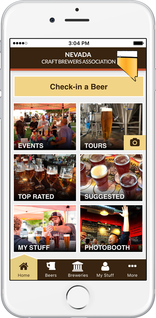 Nevada Craft Brewers Association app home