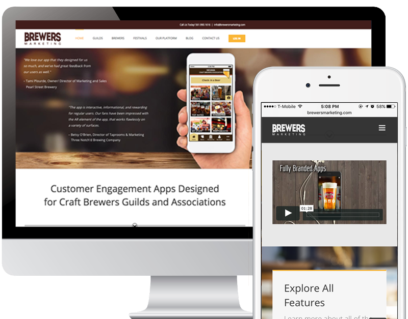 Brewers Marketing website on desktop monitor and cellphone
